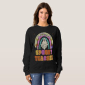 Spooky Teacher Retro Spooky Floral Ghost Hippie Ha Sweatshirt (Vorne ganz)