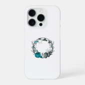 Spooky Teal and Grey Halloween Frame Tee Shirts iPhone Hülle (Rückseite)
