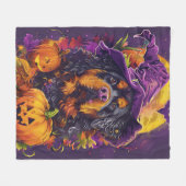 Spooky Tibetan Mastiff Dog Halloween Hexenkürbis Fleecedecke (Vorderseite (Horizontal))