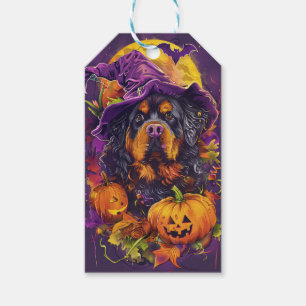 Spooky Tibetan Mastiff Dog Halloween Hexenkürbis Geschenkanhänger