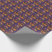 Spooky Tibetan Mastiff Dog Halloween Hexenkürbis Geschenkpapier (Ecke)
