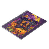 Spooky Tibetan Mastiff Dog Halloween Hexenkürbis Notizblock (Linke Seite)