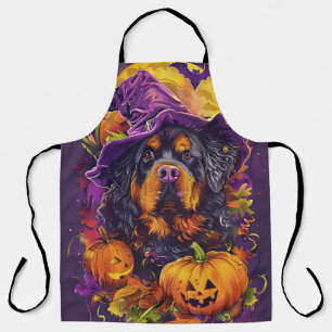 Spooky Tibetan Mastiff Dog Halloween Hexenkürbis Schürze