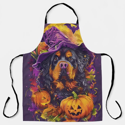 Spooky Tibetan Mastiff Dog Halloween Hexenkürbis Schürze (Vorderseite)