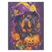 Spooky Tibetan Mastiff Dog Halloween Hexenkürbis Tischdecke (Vorderseite)