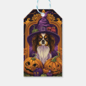 Spooky Tibetan Spaniel Hund Halloween Hexenkürbis Geschenkanhänger (Rückseite)