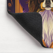 Spooky Tibetan Spaniel Hund Halloween Hexenkürbis Mousepad (Ecke)