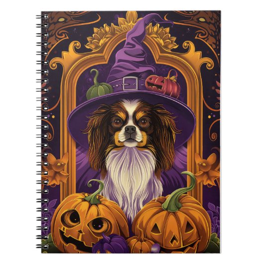 Spooky Tibetan Spaniel Hund Halloween Hexenkürbis Notizblock (Vorderseite)
