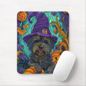 Spooky Tibetan Terrier Dog Halloween Hexenkürbis Mousepad (Mit Mouse)