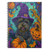 Spooky Tibetan Terrier Dog Halloween Hexenkürbis Notizblock (Vorderseite)
