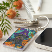 Spooky Tibetan Terrier Dog Halloween Hexenkürbis Schlüsselanhänger (Vorderseite rechts)