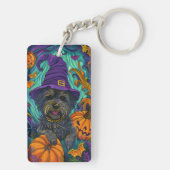 Spooky Tibetan Terrier Dog Halloween Hexenkürbis Schlüsselanhänger (Rückseite)