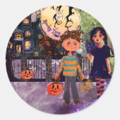 Spooky Time Monster Kids Halloween Runder Aufkleber (Vorderseite)