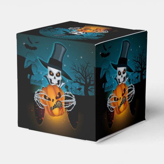 Spooky Top Hat Skeleton Cube Geschenkschachtel (Rückseite)