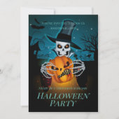 Spooky Top Hat Skeleton Einladung (Vorderseite)