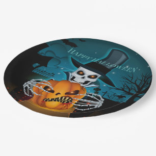 Spooky Top Hat Skeleton Pappteller
