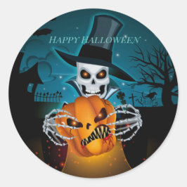 Spooky Top Hat Skeleton Runder Aufkleber