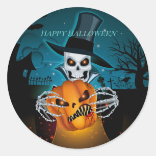 Spooky Top Hat Skeleton Runder Aufkleber