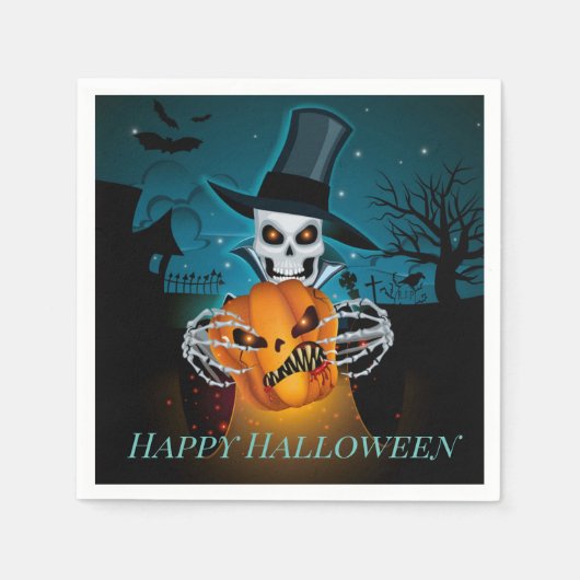 Spooky Top Hat Skeleton Serviette (Vorderseite)