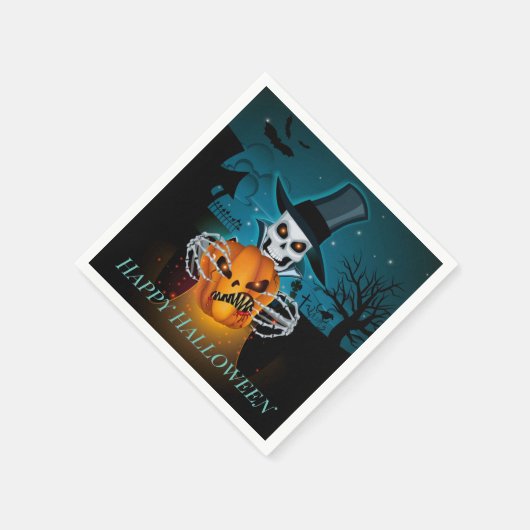 Spooky Top Hat Skeleton Serviette (Ecke)