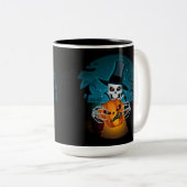 Spooky Top Hat Skeleton Zweifarbige Tasse (VorderseiteRechts)