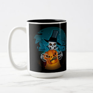 Spooky Top Hat Skeleton Zweifarbige Tasse