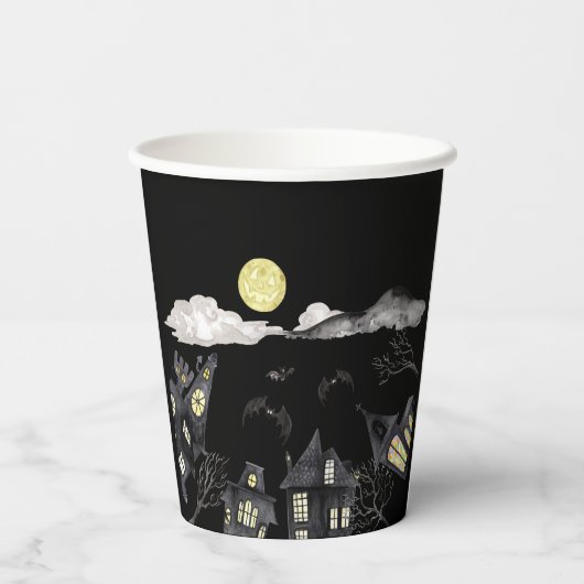 Spooky town Halloween Pappbecher (Rückseite)