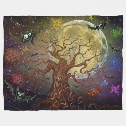 Spooky Tree Fleece Blanket (Vorderseite (Horizontal))