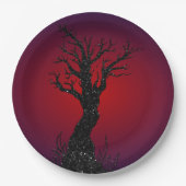 Spooky Tree Glitzer Halloween Pappteller (Vorderseite)