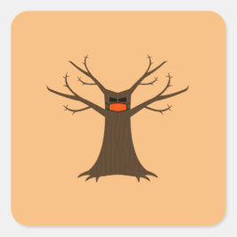 Spooky Tree mit einem Gesichtsmaske-Aufkleber Quadratischer Aufkleber