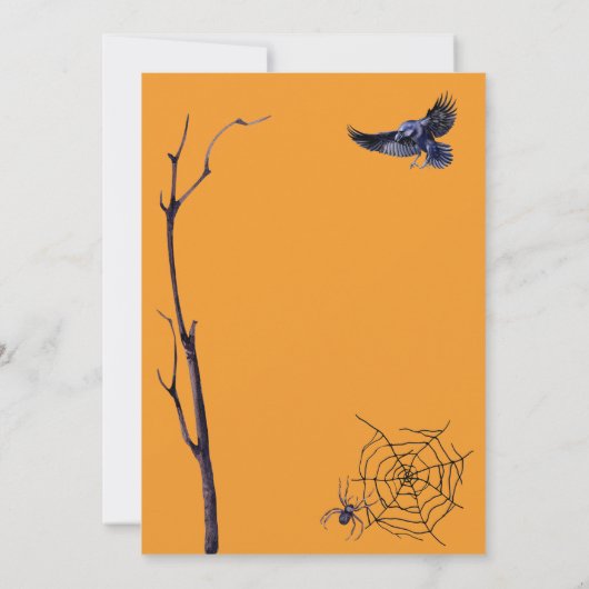 Spooky Tree Owl Bats Pumpkins Halloween-Party Einladung (Rückseite)