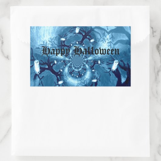 Spooky Tree Owls Custom Rechteckiger Aufkleber (Tasche)