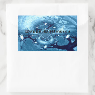 Spooky Tree Owls Custom Rechteckiger Aufkleber