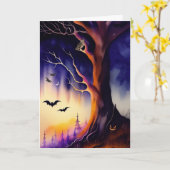Spooky Tree Spuk Forest Halloween Karte (Gelbe Blume)