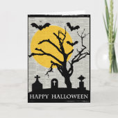 Spooky Tree und Grabstein Halloween Karte (Vorderseite)