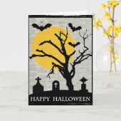 Spooky Tree und Grabstein Halloween Karte (Gelbe Blume)