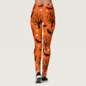 Spooky Trees and Bats Halloween Pattern Leggings (Rückseite)