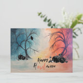 Spooky Trees Flat Note Card Dankeskarte (Stehend Vorderseite)
