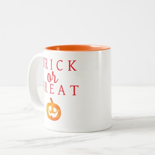 Spooky Trick oder Jack-o'-Laterne Halloween behand Zweifarbige Tasse (Vorderseite Links)