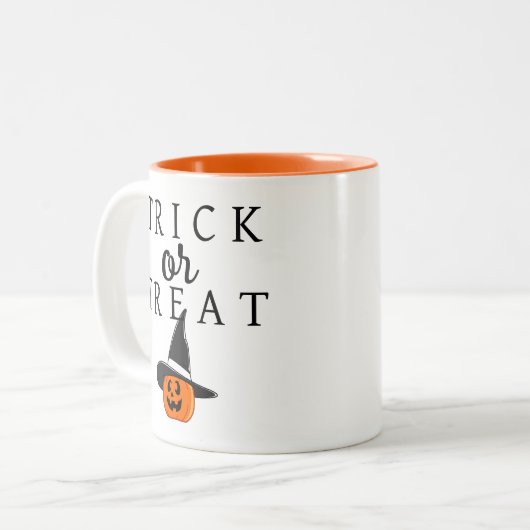 Spooky Trick oder Jack-o'-Laterne Halloween behand Zweifarbige Tasse (Vorderseite Links)