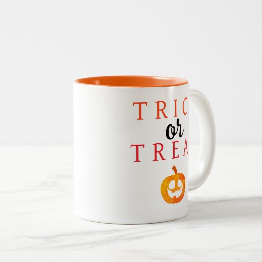 Spooky Trick oder Jack-o'-Laterne Halloween behand Zweifarbige Tasse (VorderseiteRechts)