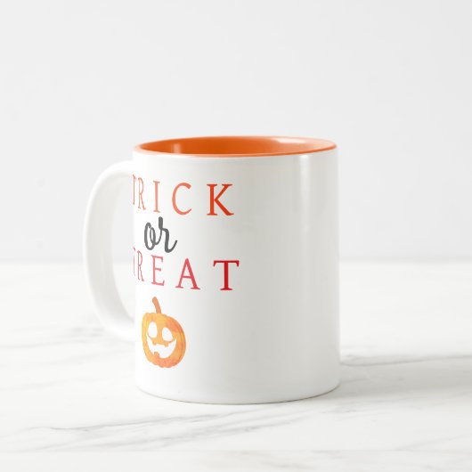 Spooky Trick oder Jack-o'-Laterne Halloween behand Zweifarbige Tasse (Vorderseite Links)