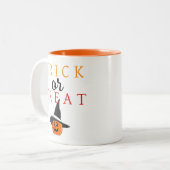 Spooky Trick oder Jack-o'-Laterne Halloween behand Zweifarbige Tasse (Vorderseite Links)