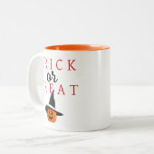 Spooky Trick oder Jack-o'-Laterne Halloween behand Zweifarbige Tasse (Vorderseite Links)