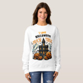 Spooky Trick oder Leckerei in einem alten Haus Sweatshirt (Vorne ganz)