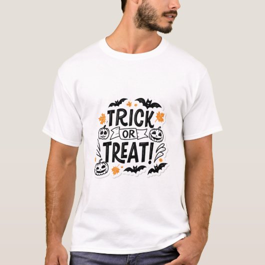Spooky Trick oder T - Shirt mit Fledermäusen und P (Vorderseite)