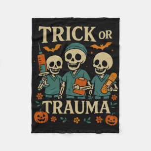 Spooky Trick oder Trauma Skeleton Pumpkin Hallowee Fleecedecke