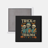 Spooky Trick oder Trauma Skeleton Pumpkin Hallowee Magnet (Vorderseite/Rückseite)