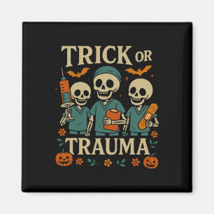Spooky Trick oder Trauma Skeleton Pumpkin Hallowee Magnet