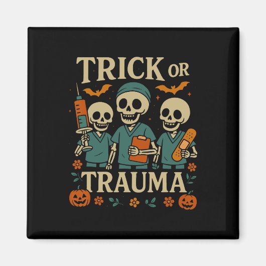 Spooky Trick oder Trauma Skeleton Pumpkin Hallowee Magnet (Vorne)